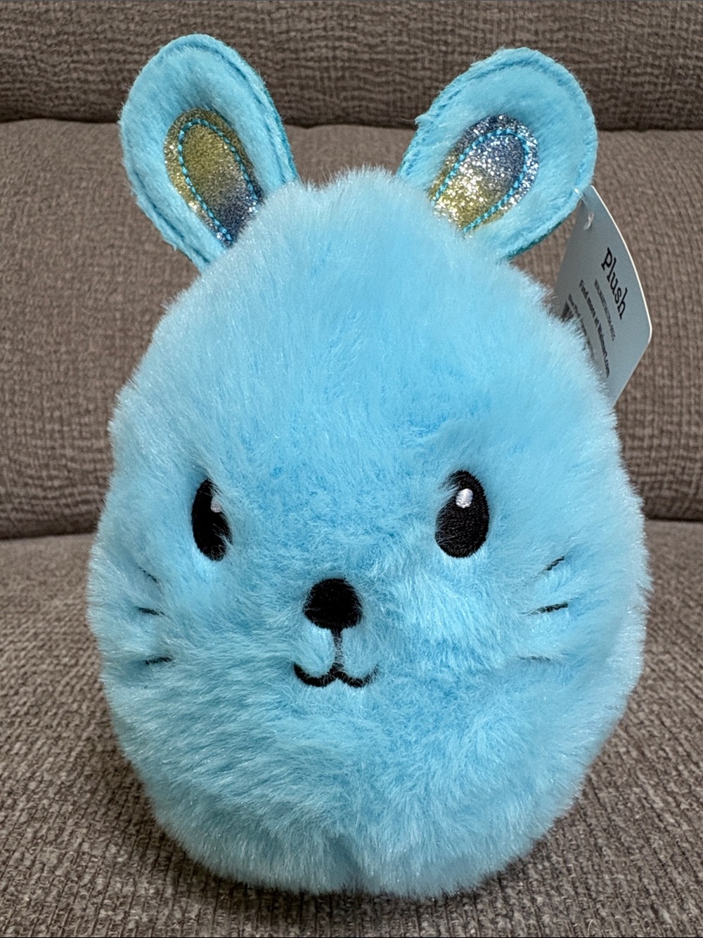 Lush Light Blue Plush Bunny with Glitter-Trim Ears, NWT